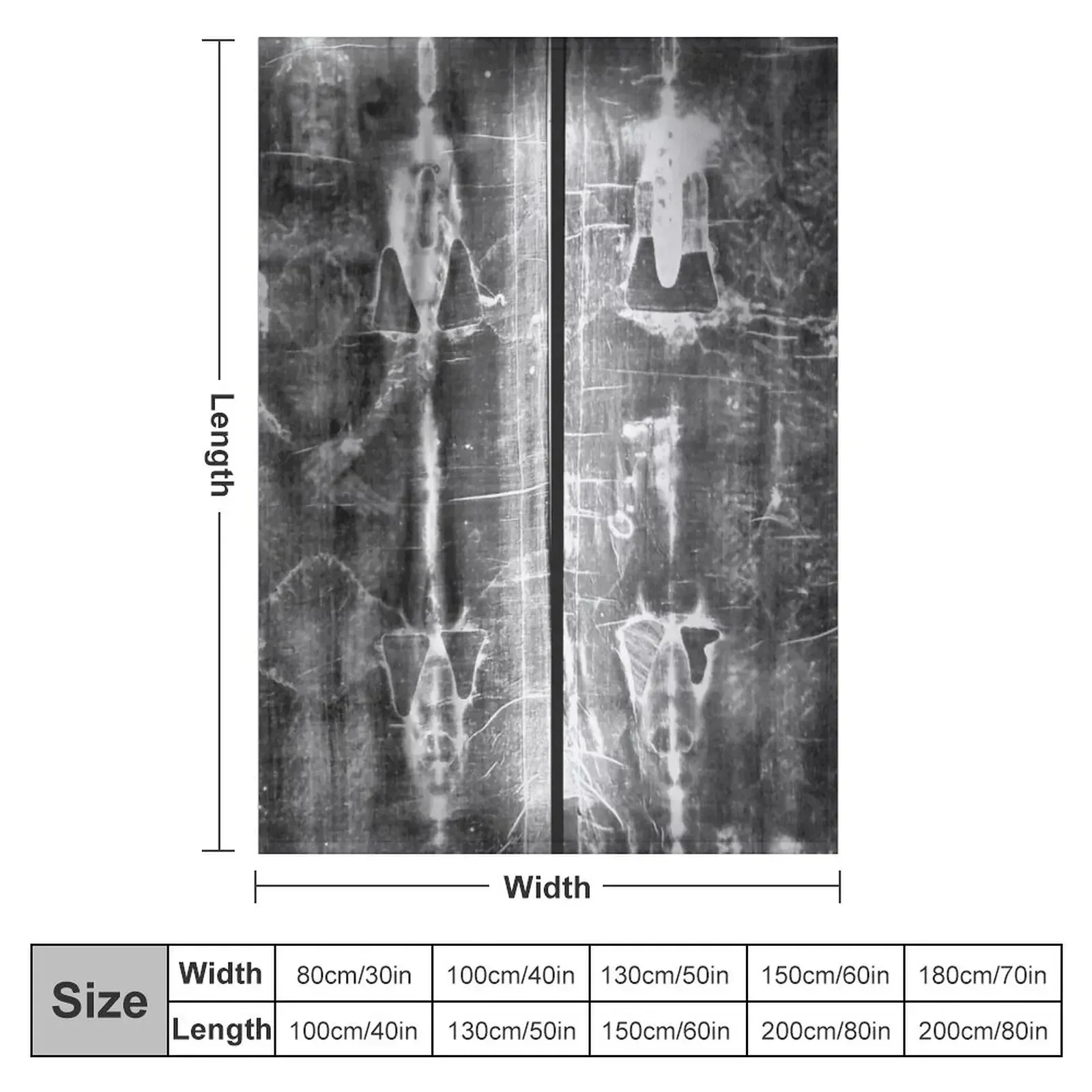 Easter: Full length negatives of the Holy Shroud of Turin Throw Blanket couch cozy soft plush fuzzy picnic outdoor blanket
