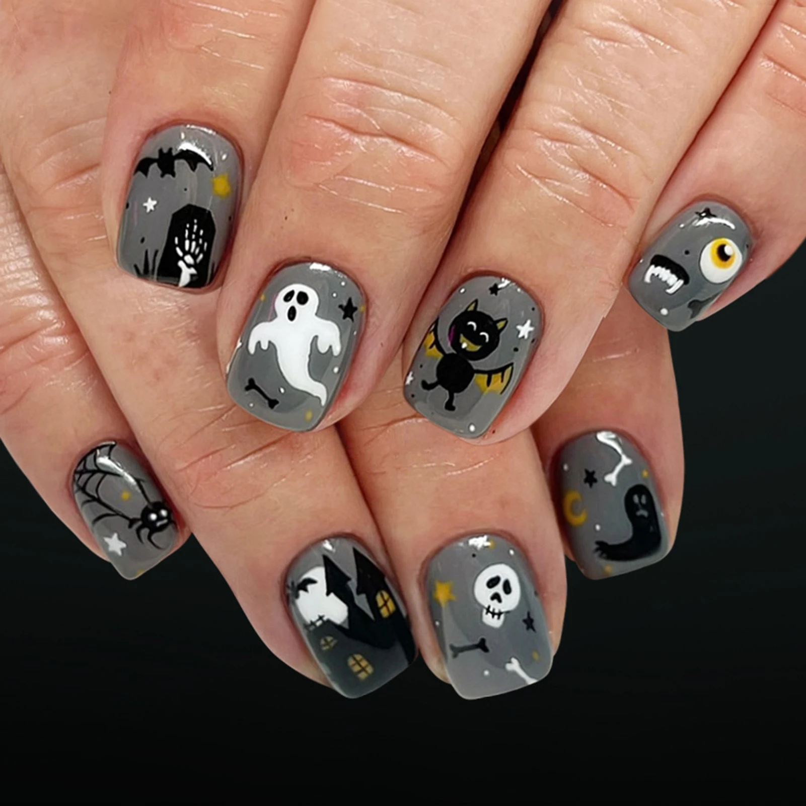 Nail Art Gothic - Press On Nails Glossy Halloween Party