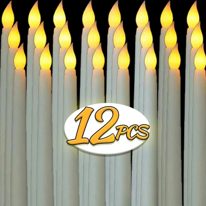 1/12 pçs longo led velas sem chama ponto vela luz alimentado por bateria cintilação vela luz aniversário casamento jantar festa lâmpada