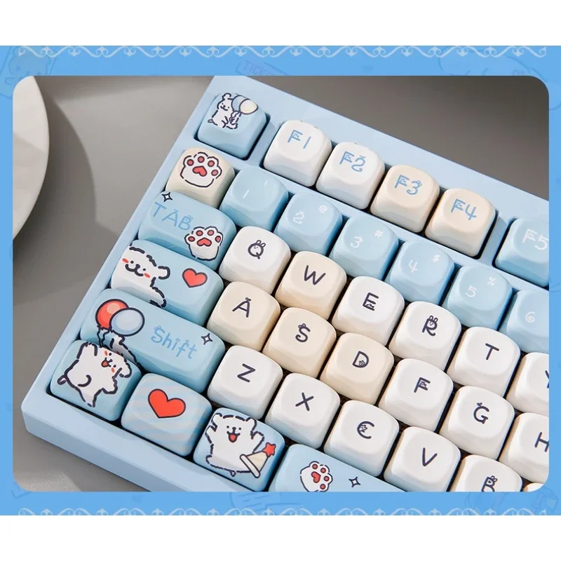 

Mechanical Keyboard Accessories Kawaii Line Puppy Theme Keyscaps Set MOA Height Five-Sided Sublimatio Design PBT Material Keycap