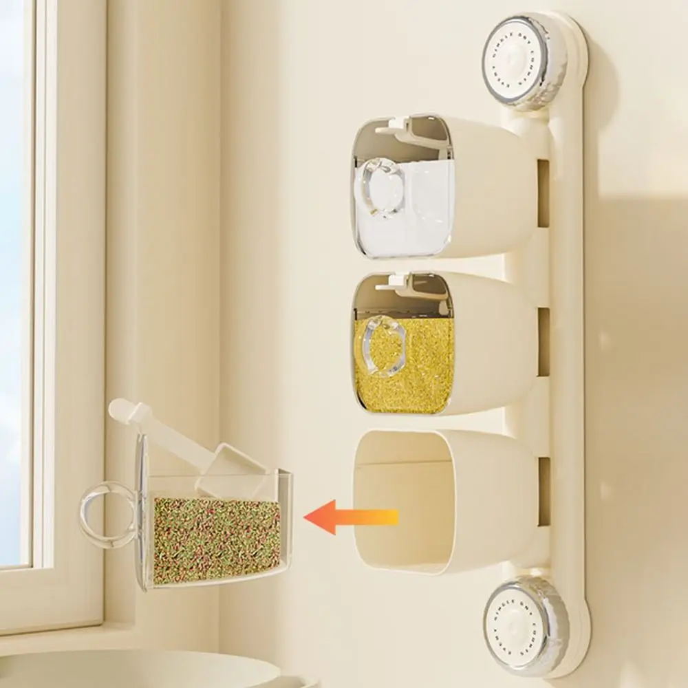 

Rotating Suction Cup Seasoning Box 2/3 Grids Punch Free Seasoning Jar Moisture-proof Dust-proof Condiment Storage Rack Household