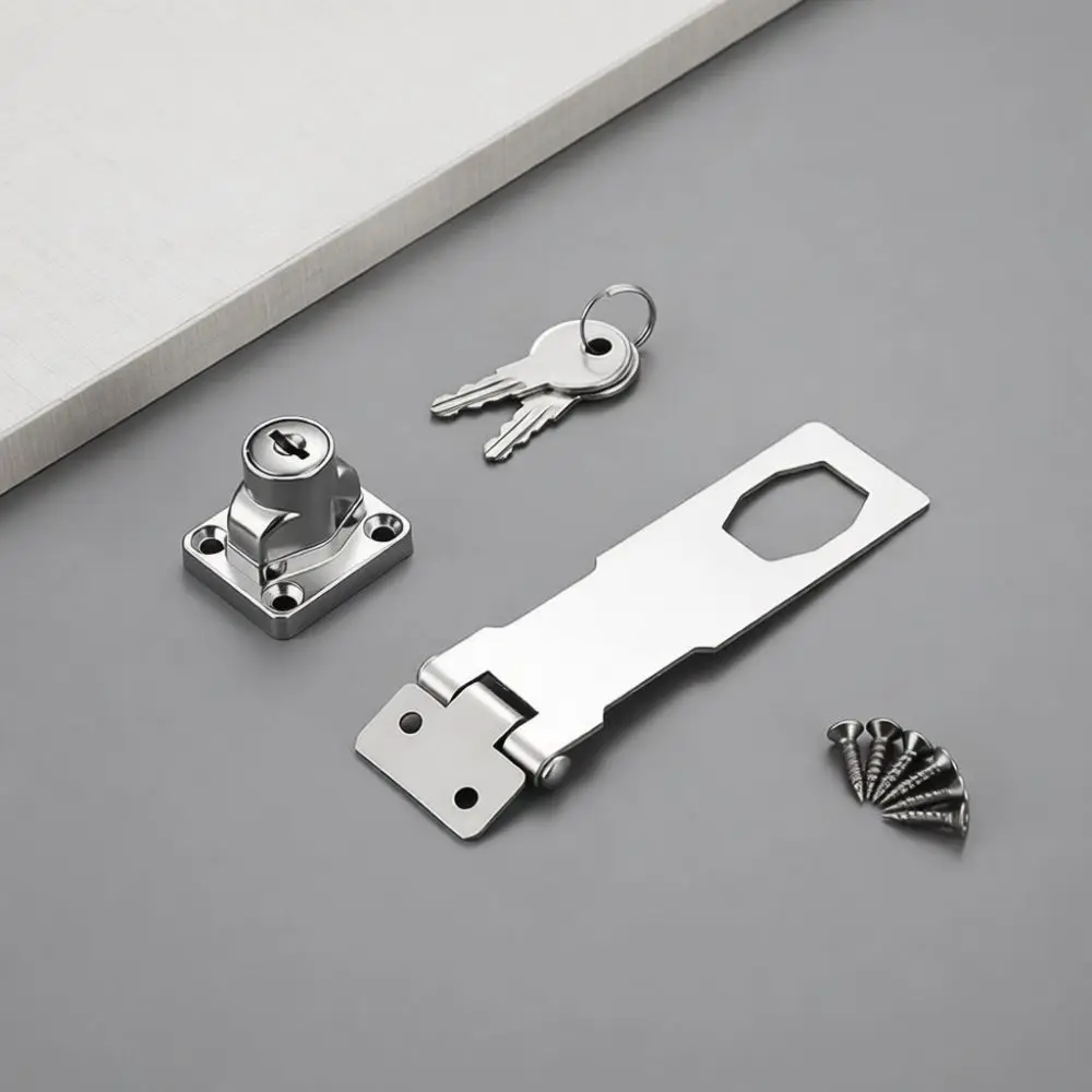 Heavy Duty Hasp Staple With Key Stainless Steel Security Latch For Door Cabinet Warehouse Storage Easy Installation Hardware