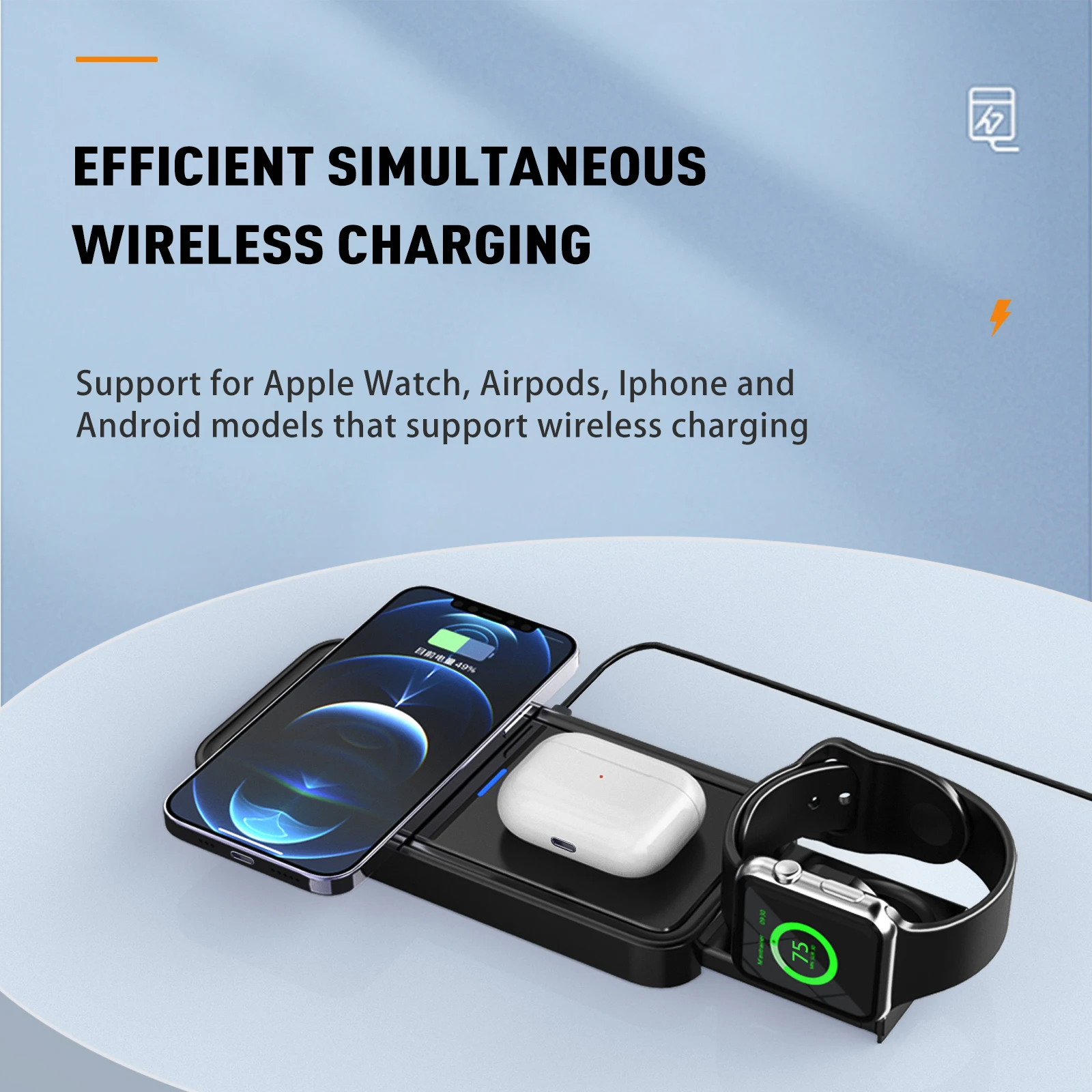 

4-in-1 Wireless Charger Stand For iPhone With Type-C & USB-A Ports Magnetic Apple Watch & AirPods Charging Station For Home Offi