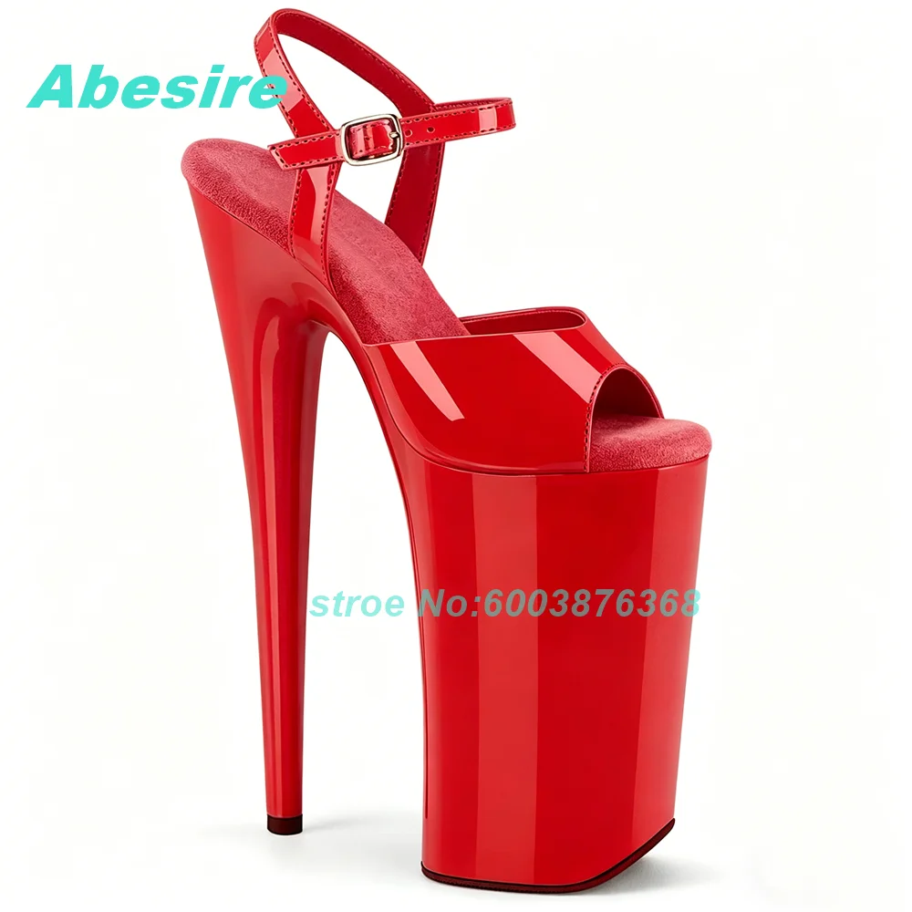 

26Cm Heels Purple Ankle Strap Sandals Platform Open Toe Stiletto Heels Women's Sandals Spicy Girls Stage Dance Fashion Shoes