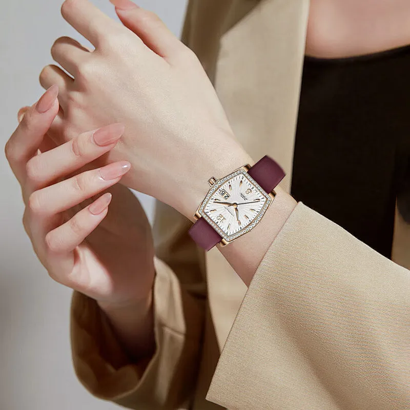 Silk-textured genuine leather watch strap women for Original IWC PORTOFINO PORTUGIESER DA VINCI FAMILY IW356401 371442 452323