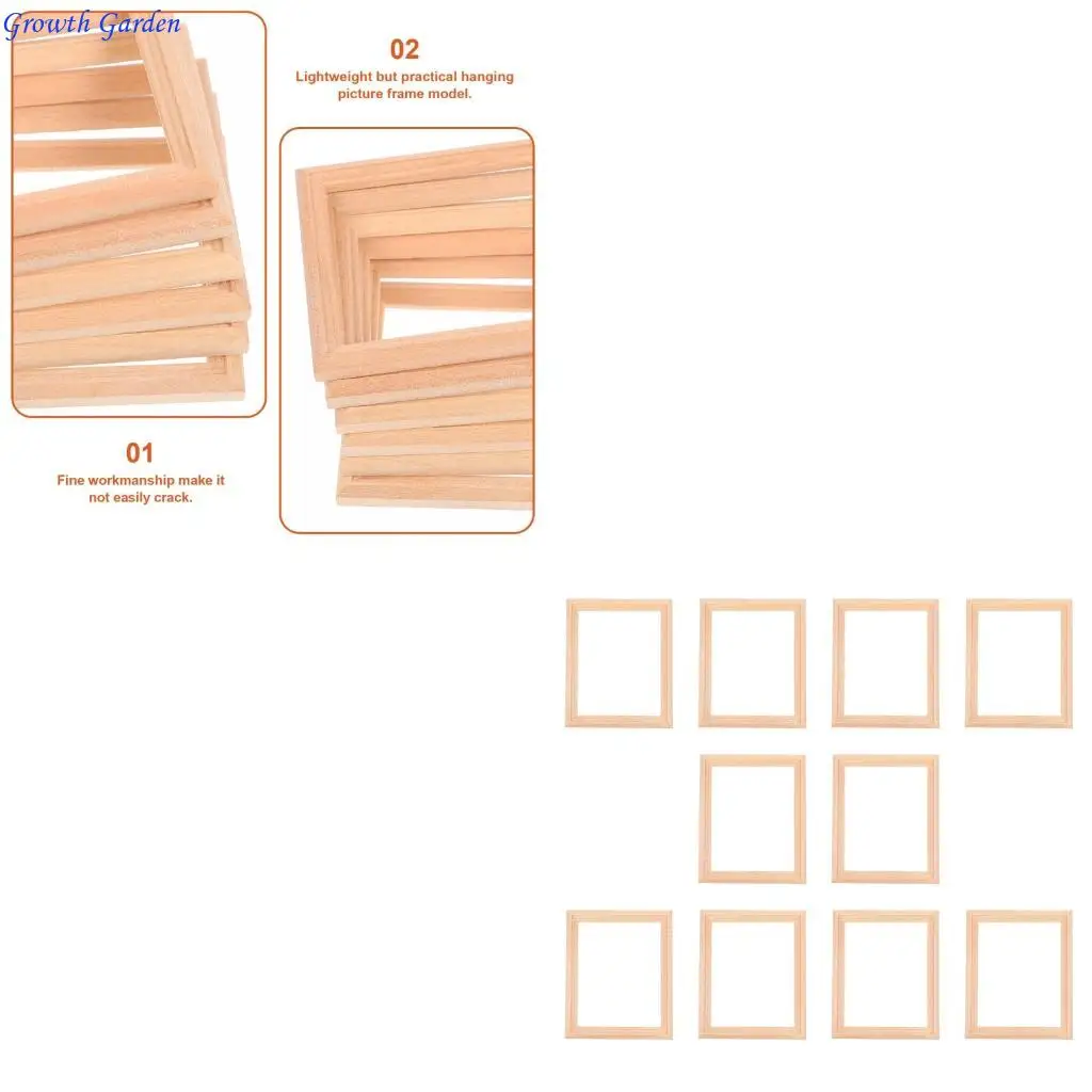 

Пакет из 10 миниатюрных рам натурального дерева для Diy Dollhouses Decores и Craft Projects E65D