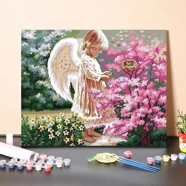 Handmade Cross Embroidery 2024Finished Flower Angel Figure New Living Room and Bedroom Decoration Hanging Picture