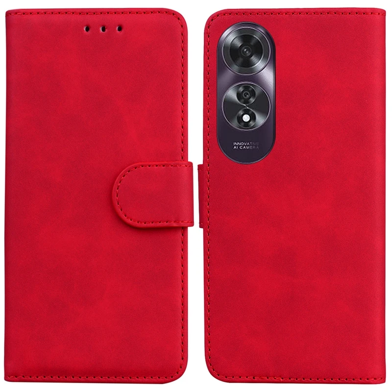 For OPPO A60 Case Solid Color Printed Leather Flip Phone Case on For Etui Oppo A60 Cover OPPOA60 A 60 CPH2631 Card Slots Fundas