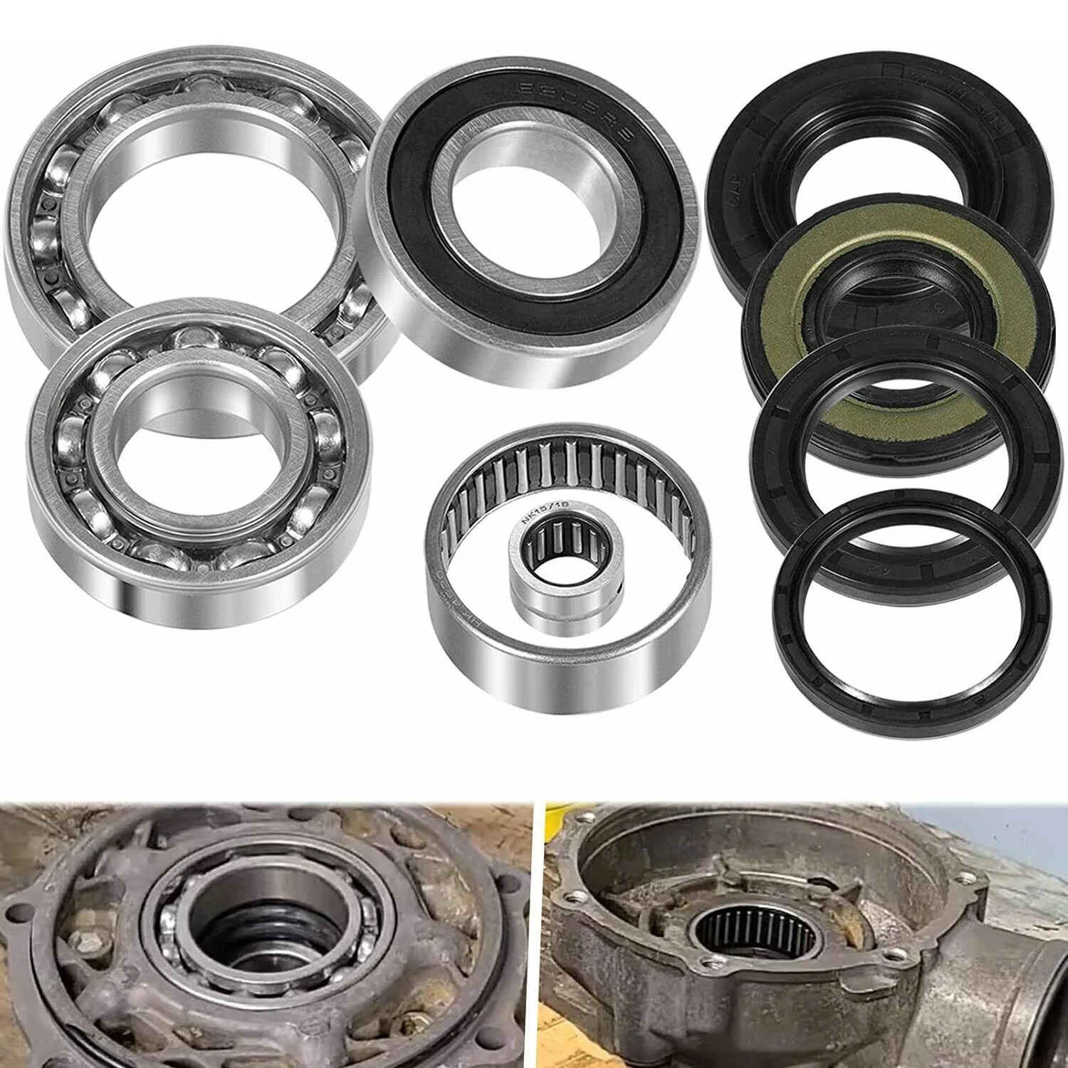 25-2048 Rear Differential Bearings & Seals Kit Fit for Suzuki Ozark 250 LT-F250 2X4 2WD 2002-2014, Quadsport Z250 LTZ250 2x4