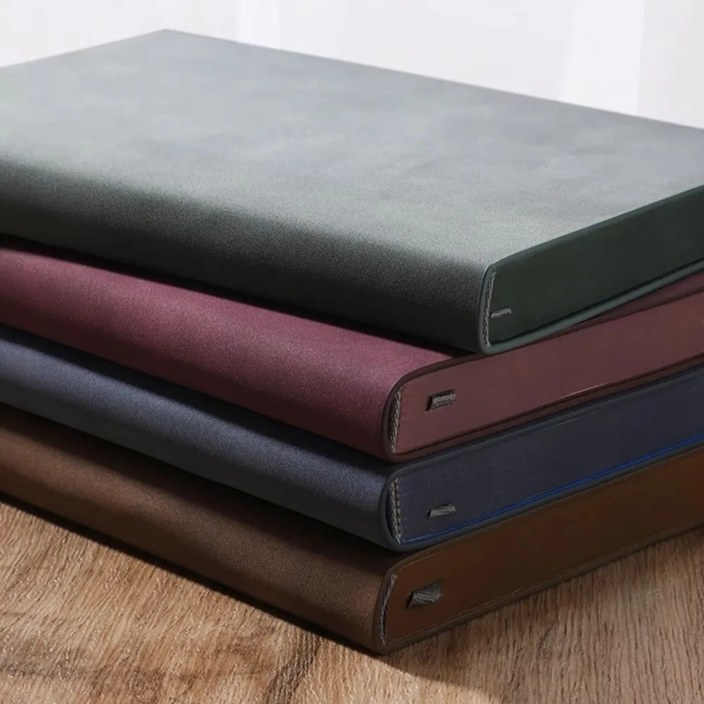 A5 Sheepskin Leather Notebook Soft Cover 128 Sheets Business Notepad Bookmark Diary with 100g Paper Thick Journal