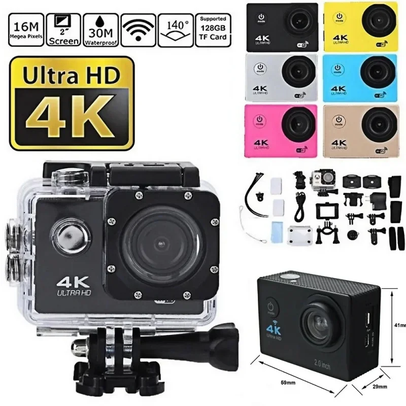 Ultra HD Waterproof Camera 2.0 Inch Camcorder Sports Wide-Angle Cam DV Go Car Pro Car Motorcycle Sports Mini Action Accessories