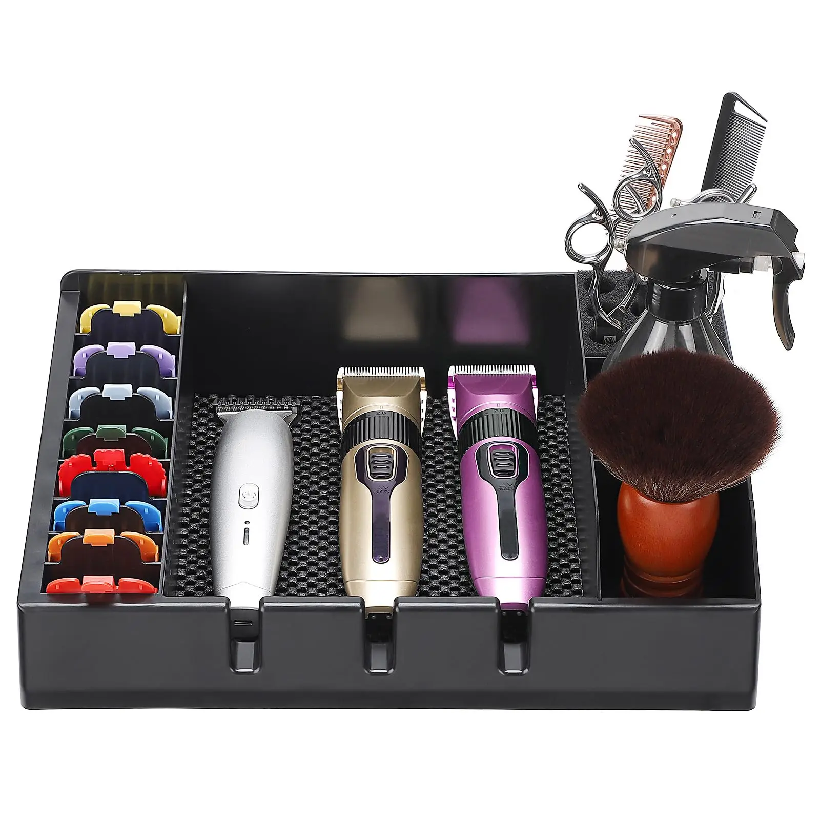 

Barber Clipper Tray Organizer Storage Shelf Hair Scissors Holder Salon Station Haircut Tools Keeper Hairdressing Tool Black