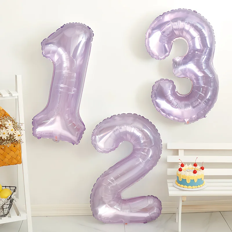 32inch Large Foil Digital Balloon Jelly Crystal Purple Number Balloons for Birthday Party Wedding Baby Shower Decor Globos