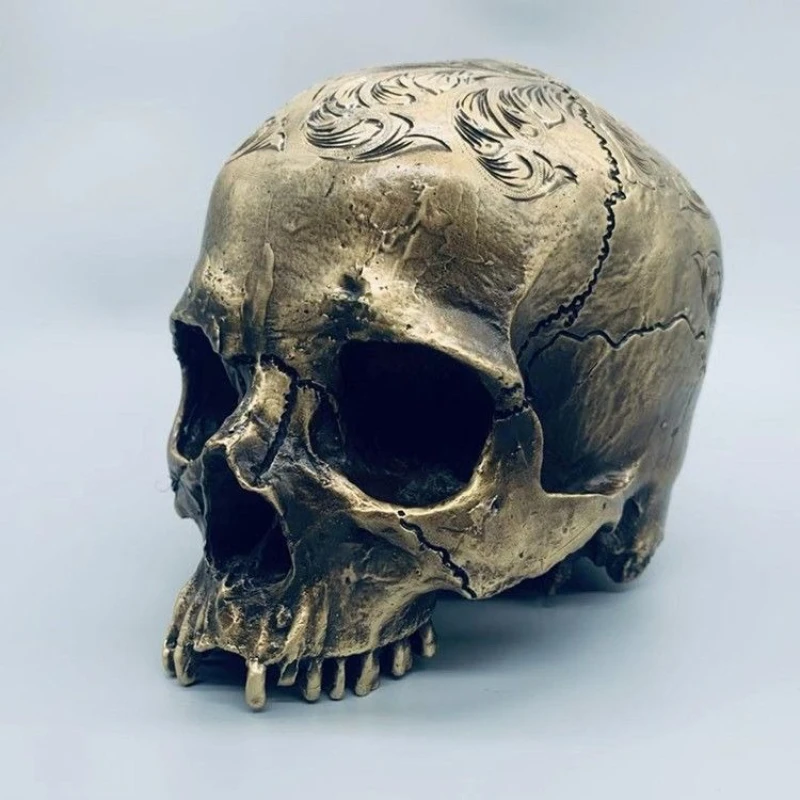 

Pure copper hand-carved skull ornament bar display home collection