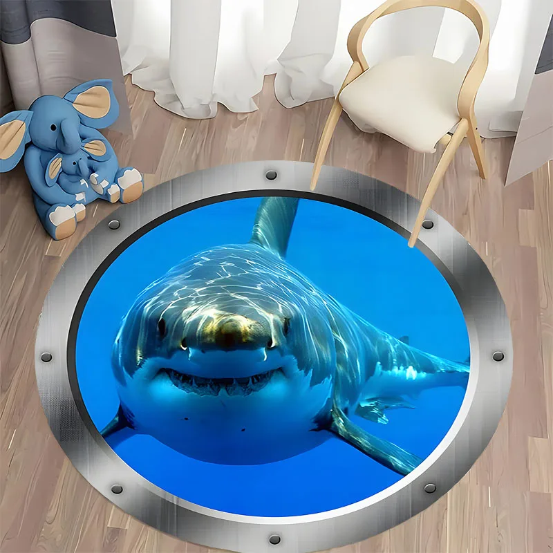 Free shipping! Realistic Shark-Themed Round Carpet for Creative Spaces round carpet for home sofa bedroom, gift