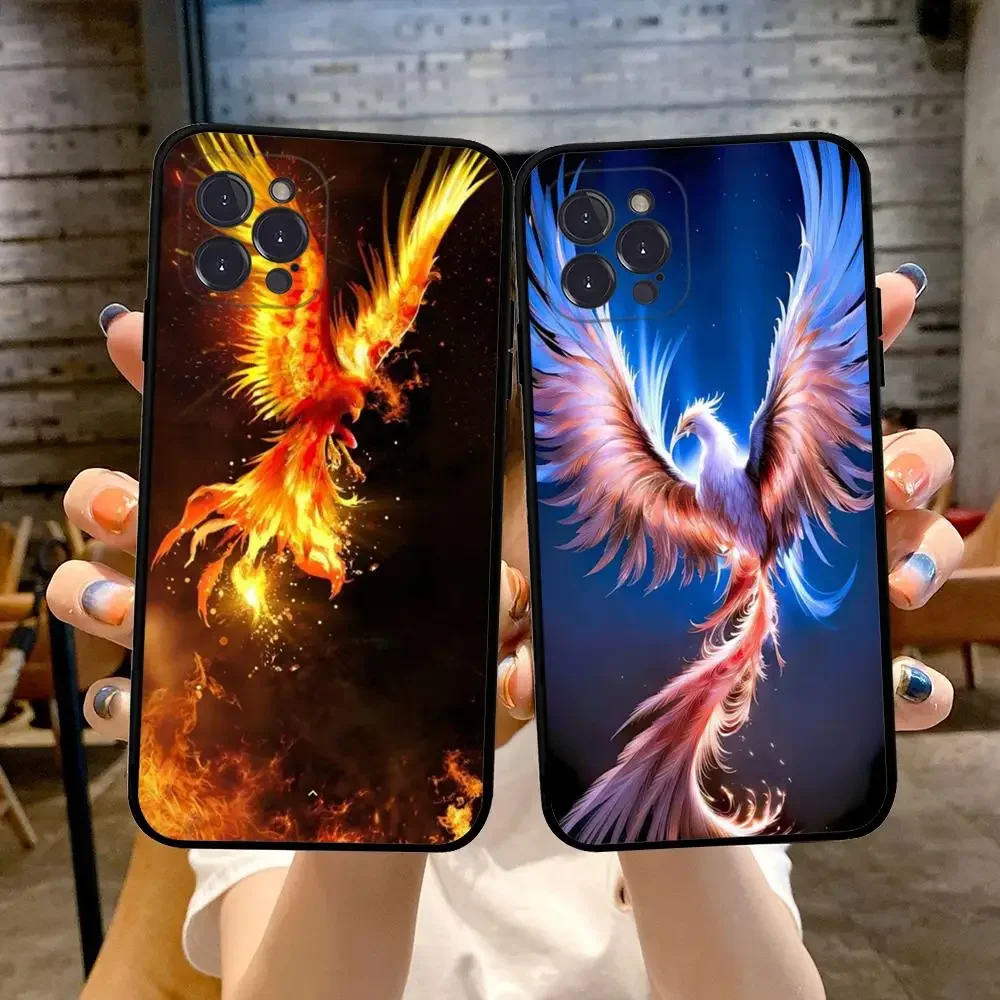 Fire Phoenix Phone Case For iPhone 15 14 13 12 Mini 11 Pro XS Max X XR SE 6 7 8 Plus Soft Silicone Cover