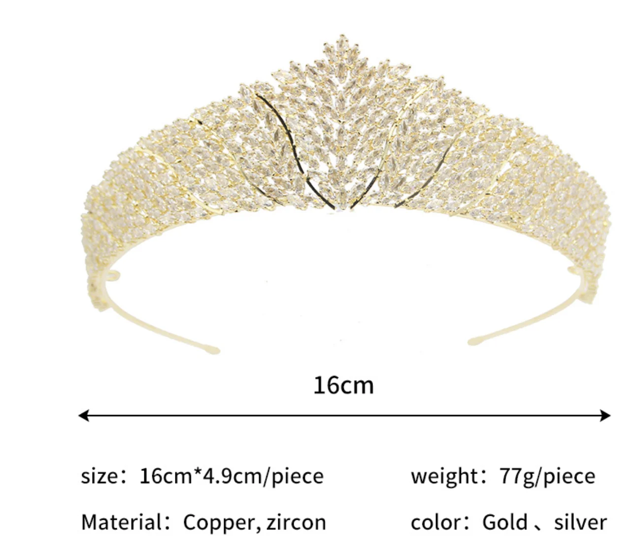 Luxury Bridal Tiara Crown For Wedding Headdress Cubic Zirconia CZ Princess Queen Brides Crowns For Women Prom Party Hair Jewelry