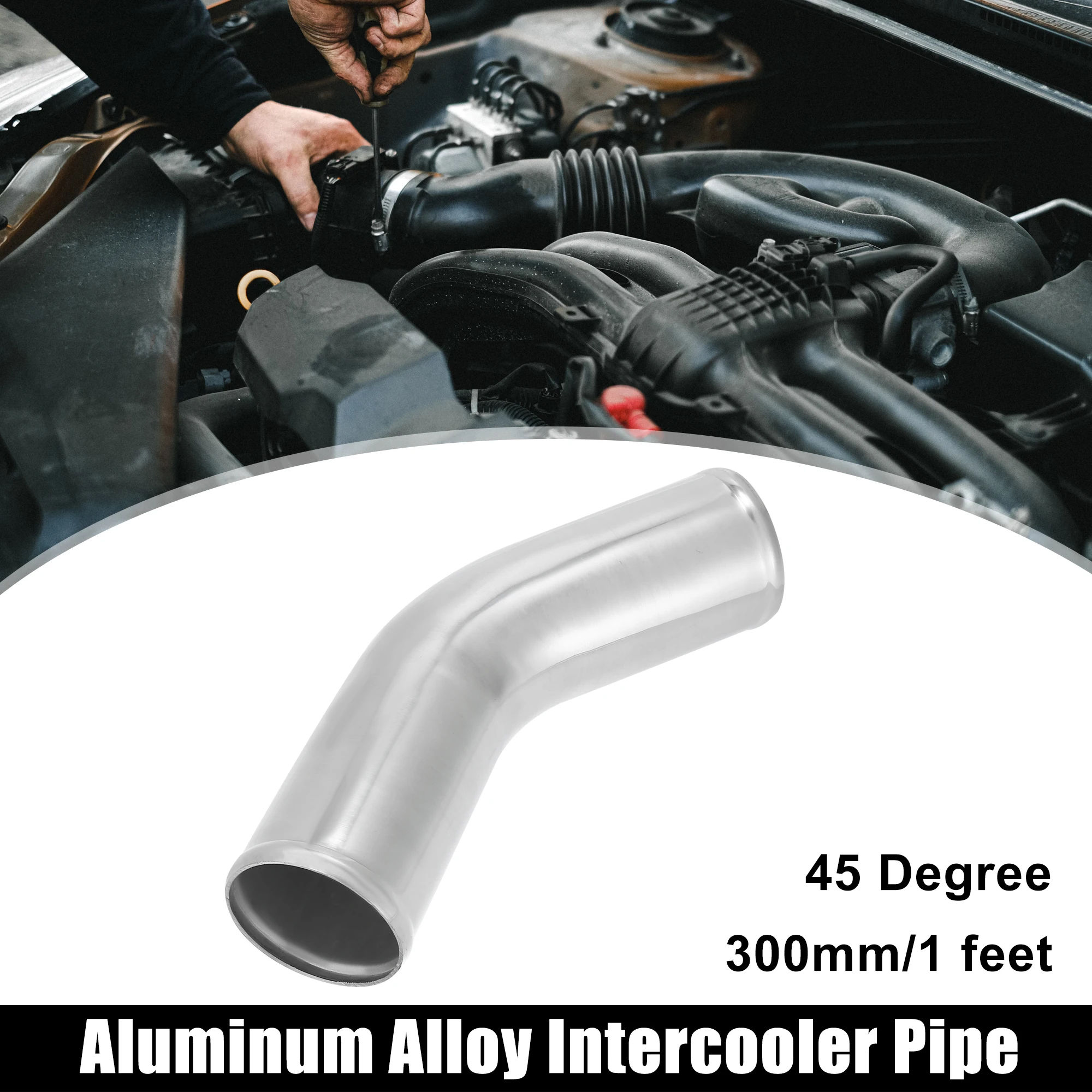 UXCELL Spruitstukslang Luchtinlaatbuis Universele OD 76 mm Lengte 300 mm 45 graden Aluminium buis Intercooler Pijp voor auto