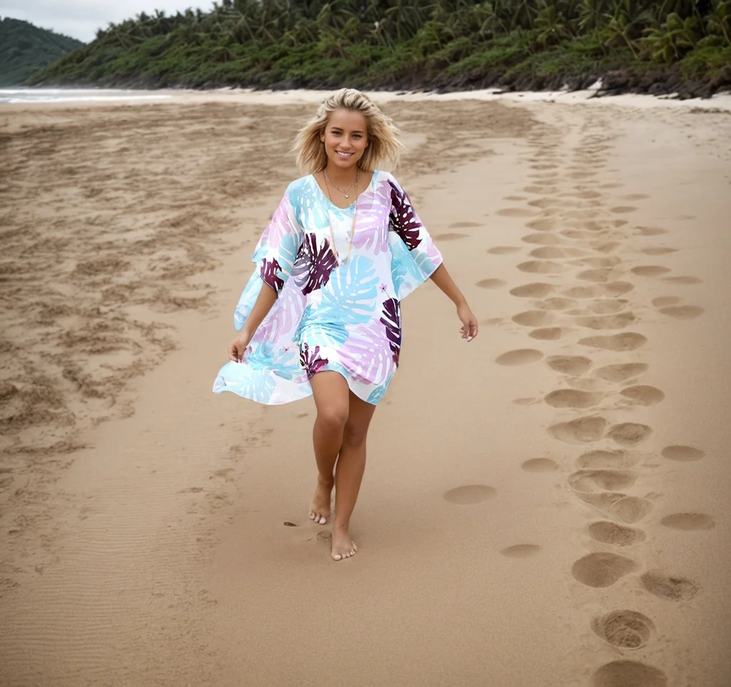 Women's Printed Beach Bikini Cover Up Summer Elegant Beach Dress Tops