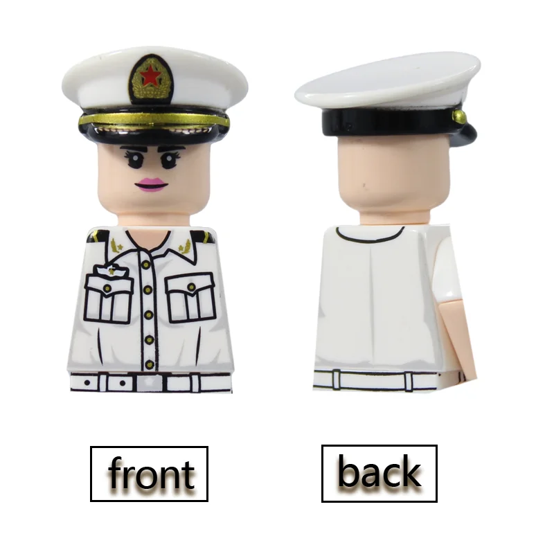 MOC – figurines d'officiers de la marine, soldats militaires, blocs de construction, pilotes de Camouflage, accessoires de navires d'avion, casques, jouets pour enfants