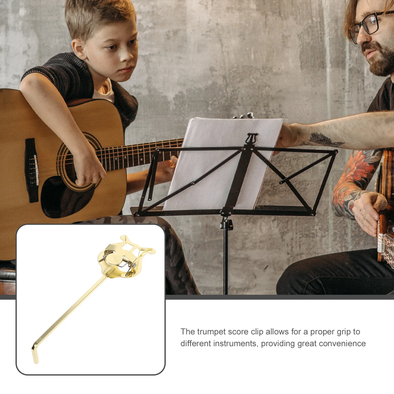 

Portable Sheet Music Clip For Trumpet Cornet Lightweight Metal Score Holder Easy Install Remove Durable Instrument Accessory