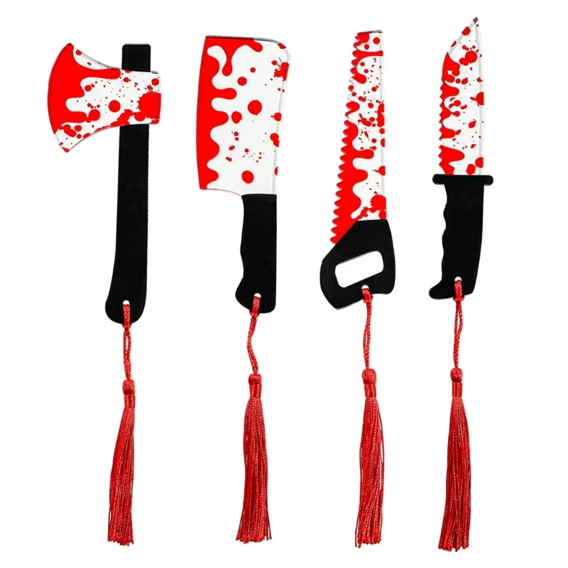 علامة صفحة بطابع الهالوين مع شرابات من الأكريليك وإشارات مرجعية لكتب الرعب وأقلام تحديد صفحة ومستلزمات القراءة للطلاب