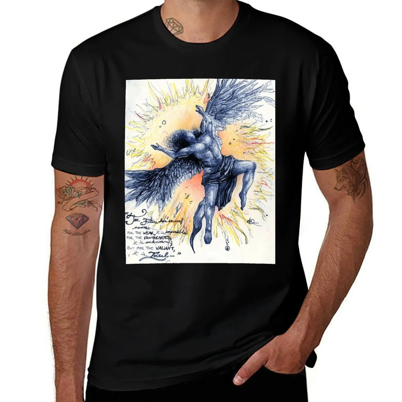 تي شيرت Icarus قطن تي شيرت رجالي تي شيرت رجالي 100% قطن ماركة فاخرة تي شيرت رجالي جرافيك تي شيرت #1