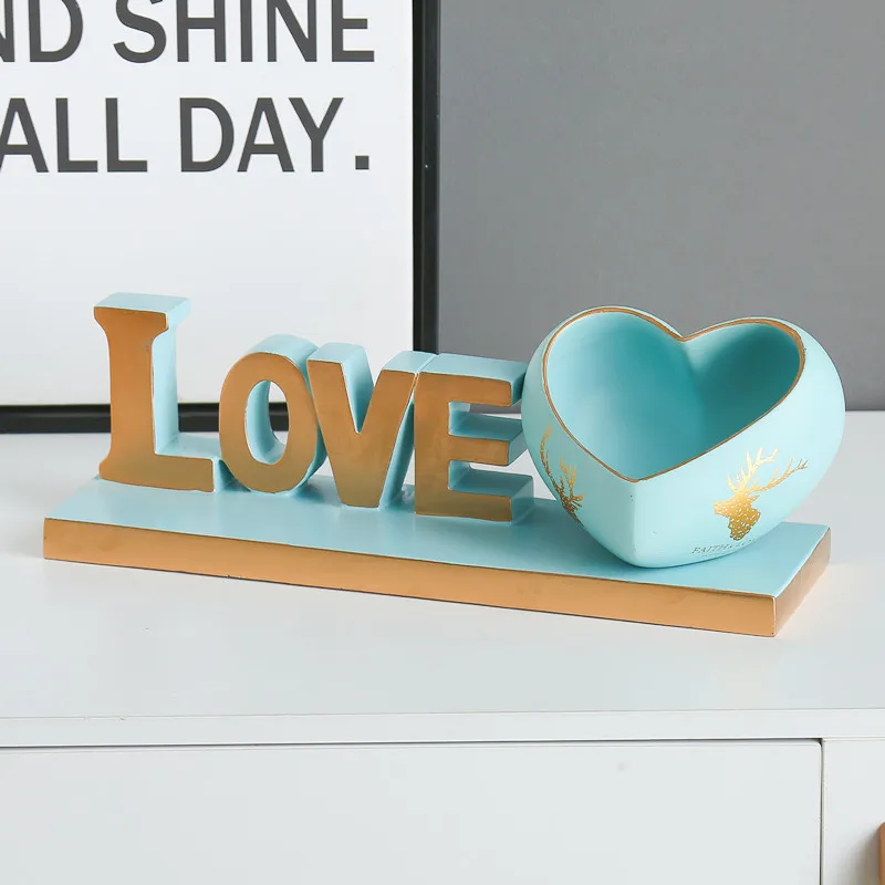 Nordic LOVE Letter Ornaments Living Room Bedroom Decorations Creative Storage Box Resin Crafts Wedding Room Decor Accessories