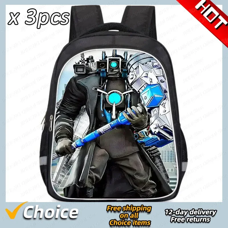 Hot Skibidi Toilet Backpack Cartoon School Backpack For Boys Titans Cameraman Camera Man Tv Man Titans Speakerman Lunch Bag Box