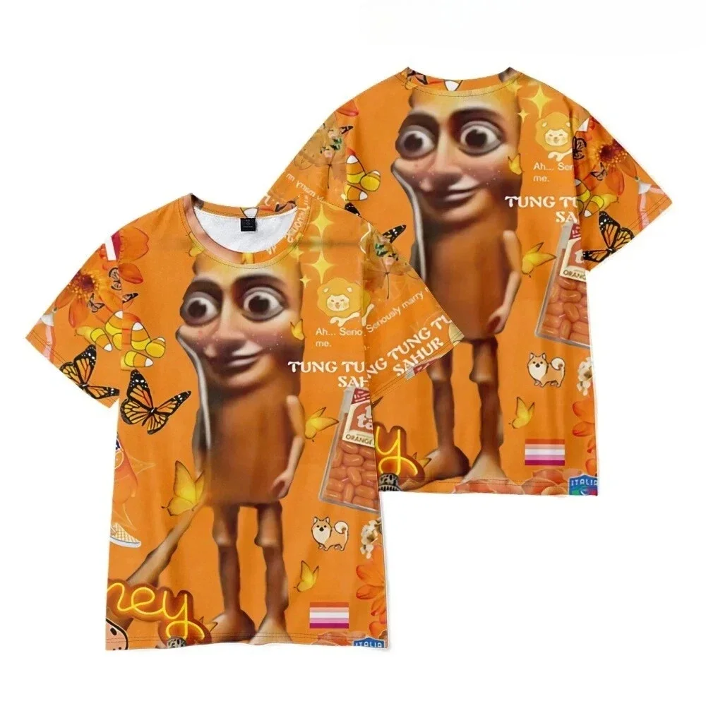 Rundhalsausschnitt, New AI Fashion TUNG SAHUR, sexy italienisches, ausgefallenes Cartoon-3D-Print-Herren-T-Shirt mit Schnelltrocknungsfunktion und atmungsaktivem Sport-T-Shirt-Familienset – Detail 10