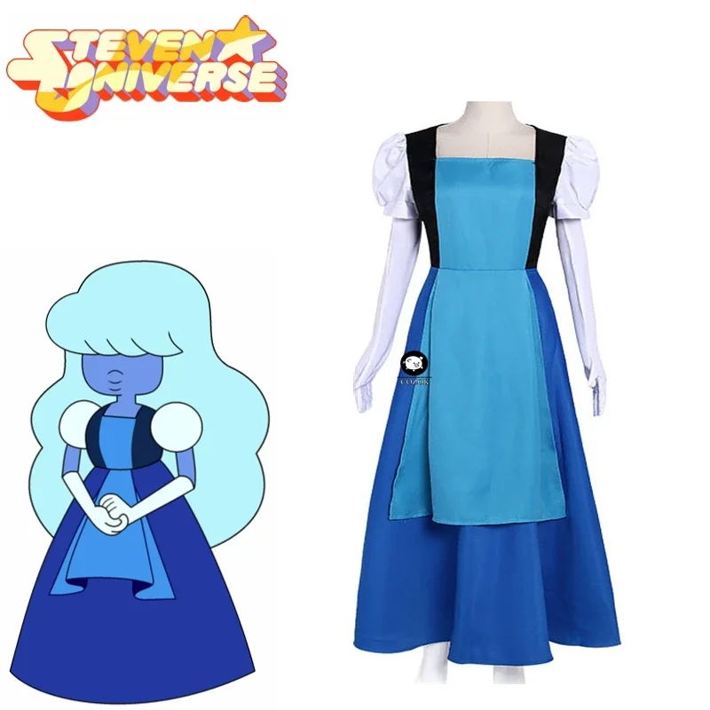 

Steven Universe cosplay dress Women Sapphire role play blue dress princess fancy dress any size