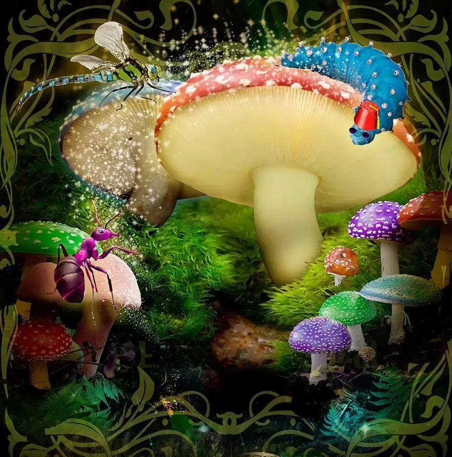 

Alice Wonderland Bug Mushroom enchanted Forest backdrops computer print party supplies Photography Studio Backgrounds