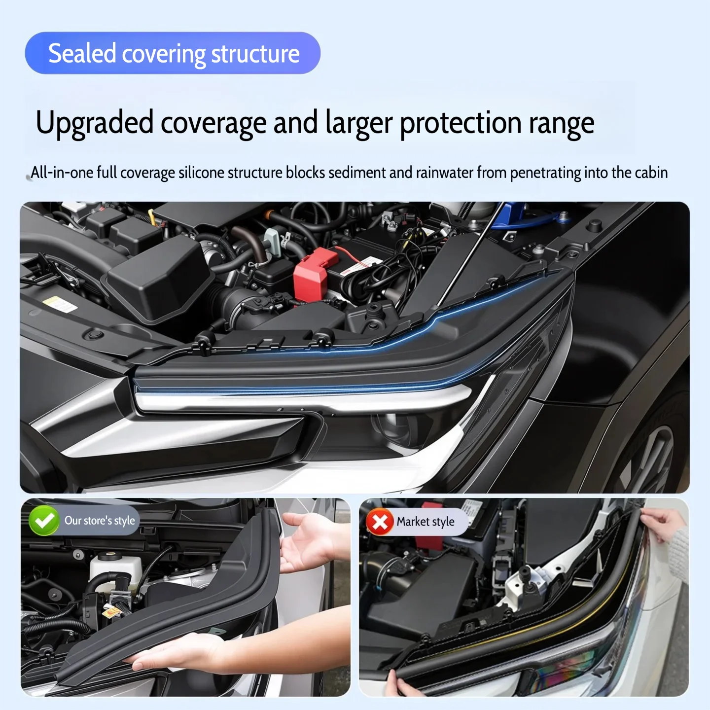 For Toyota RAV4 / Wildlander XA60 2026 Headlight Hood Sealing Silicone Gasket Engine Hood Side Seal Plate Black Dustproof Car Ex