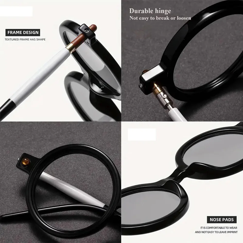 نظارات قراءة كلاسيكية مستديرة مربعة جديدة مضادة للضوء الأزرق إطار معدني نظارات متينة مريحة طويل النظر شحن سريع