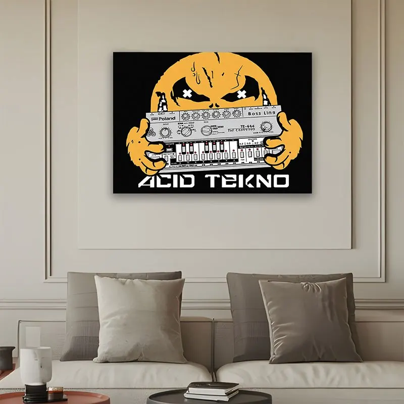 Acid Tekno Synthwave Music Tapestry Wall Hanging Retro Electronic Synth Pop Art Decor Poster 150x300cm Large Size