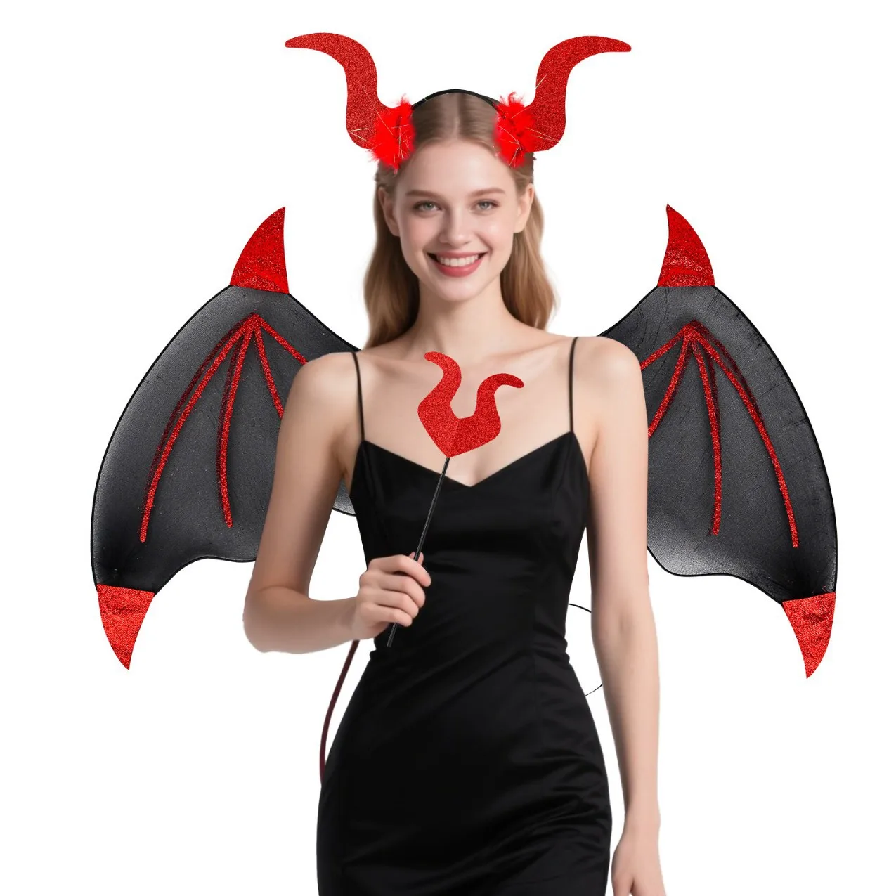 

Halloween Wings Magic Stick Set Devil Hairband Performance Props