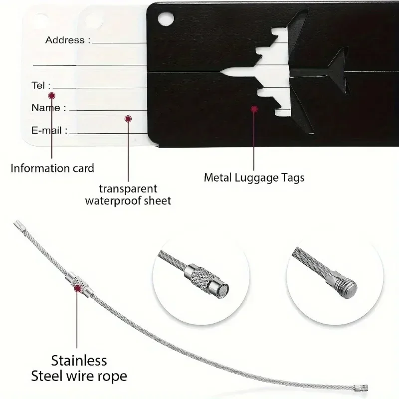 Reise Metall Gepäck anhänger Gepäck anhänger dauerhafte Gepäck identifikation mit Visitenkarte halter Mode Label Reise accessoires – Detail 2