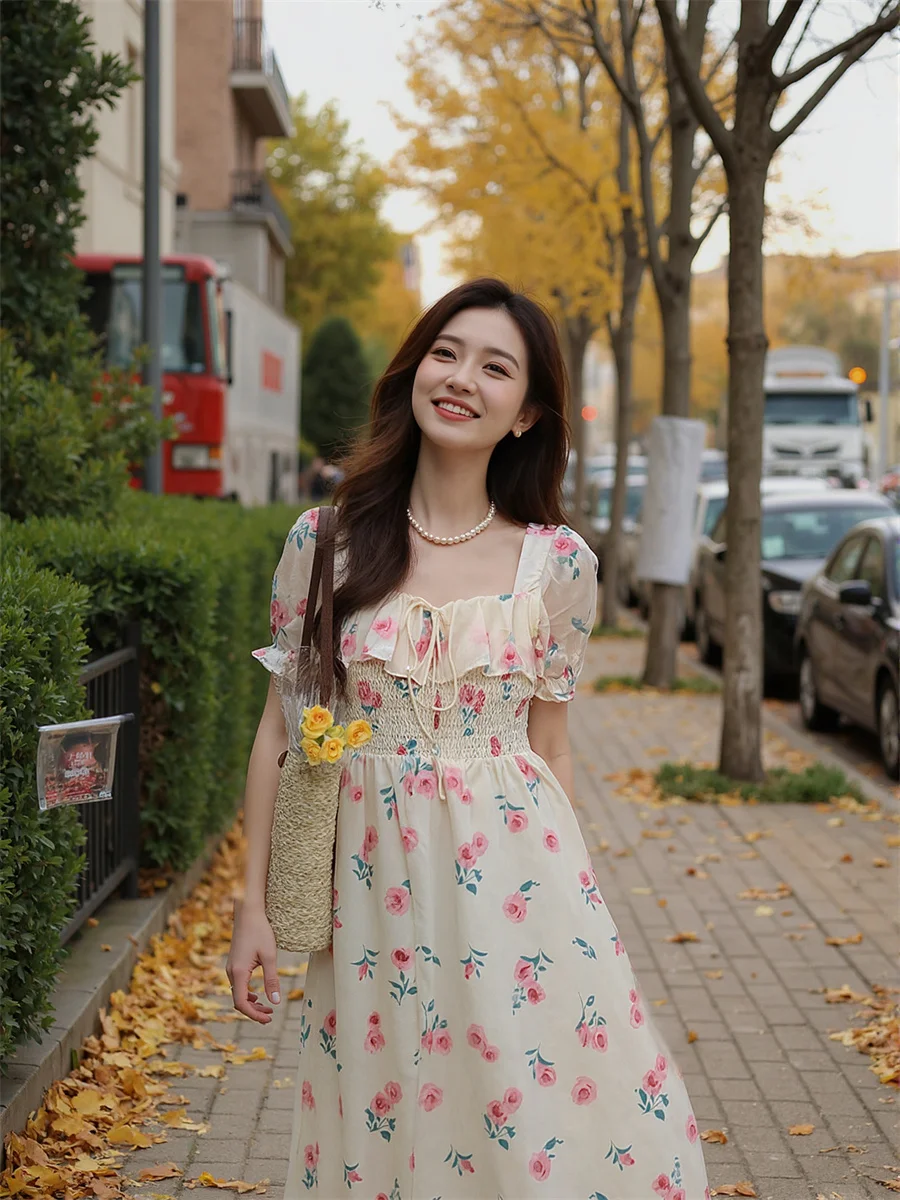 Damesfeestjurk voor dames Bloemenprint Enkellange Gradiënt Ombre Meerkleurig Kleurrijk Contrasterend Blokkerend Kleurblok