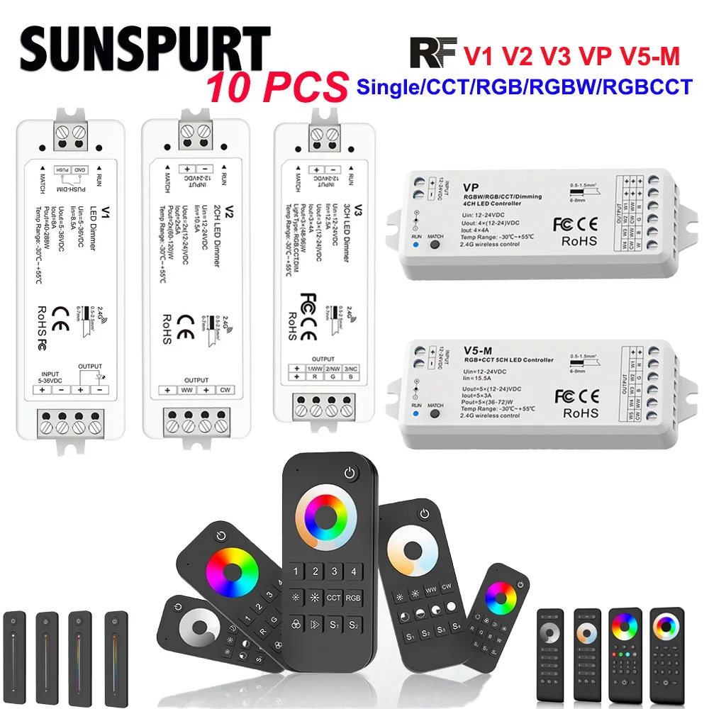 

4Zone LED Dimmer 12V 24V 36V Single CCT RGB RGBW RGBCCT LED Strip Wireless 2.4G RF Remote Control Push V1 V2 V3 VP V5-M Dimmable