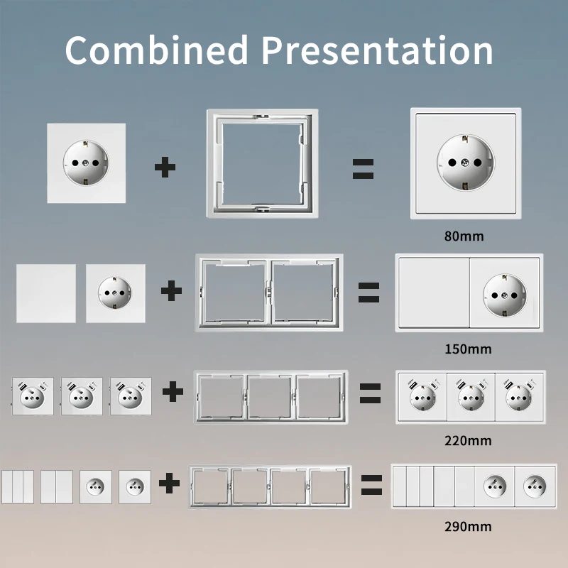 Socket Modular Wall Switch Socket Parts 1 2 Gang Mechanical EU Outlet USB Type C CAT6 TV ST Dimmer Plastic Frame DIY Module