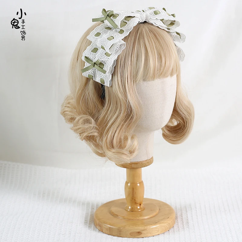 

Sweet All-Matching Original JK Japanese Style Lace KC Bow Headband Lolita Wine Red Pink Headband KC