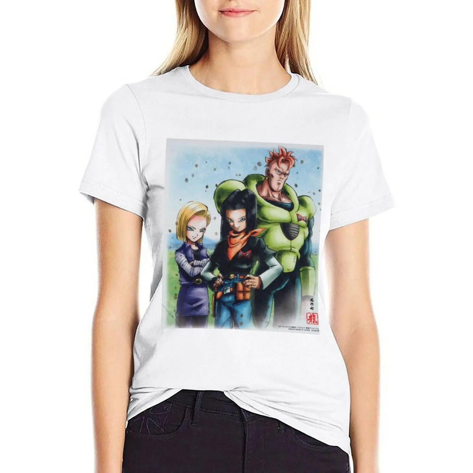 

Android Family T-shirt summer top Aesthetic clothing white t-shirts for Women