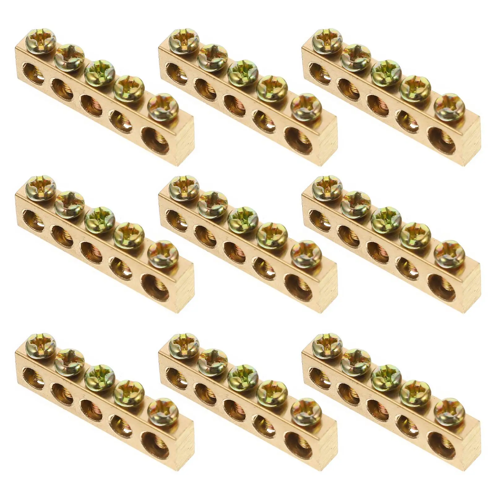 

10 pcs Copper Wire Terminals Electrical Grounding Bars Neutral Screw Terminals Connector 610-12 Holes Anti-corrosion