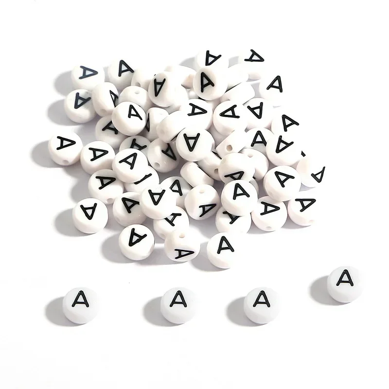 100-500 Stück Acryl A-Z 26 Buchstabenperlen Weiße Runde Alphabetperlen mit Löchern für Schmuckherstellung Halskette Armband Zubehör – Detail 9