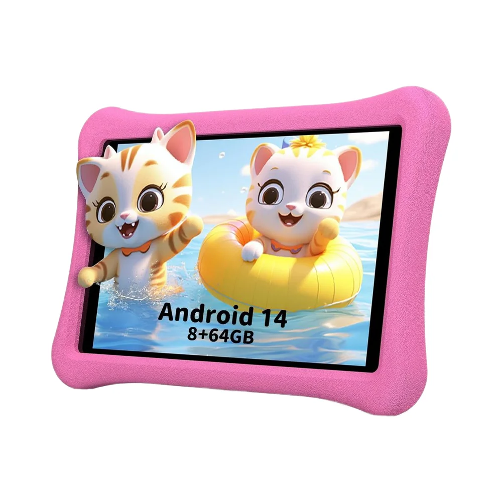 

AWOW 2025 New Pink Children's Tablet PC Allwinner Quad Core 10.1 Inch HD Android 14 8 GB RAM 64 GB Capacitive Shockproof Case