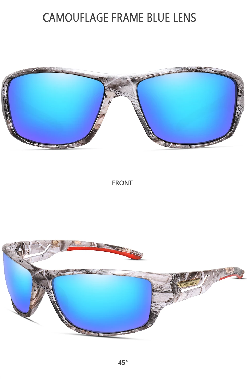 LOISRUBY Polarisierte Radfahren Sonnenbrille Camouflage Fahren Outdoor Sport Angeln Laufen Brille UV400 Tacakle Brillen – Detail 9