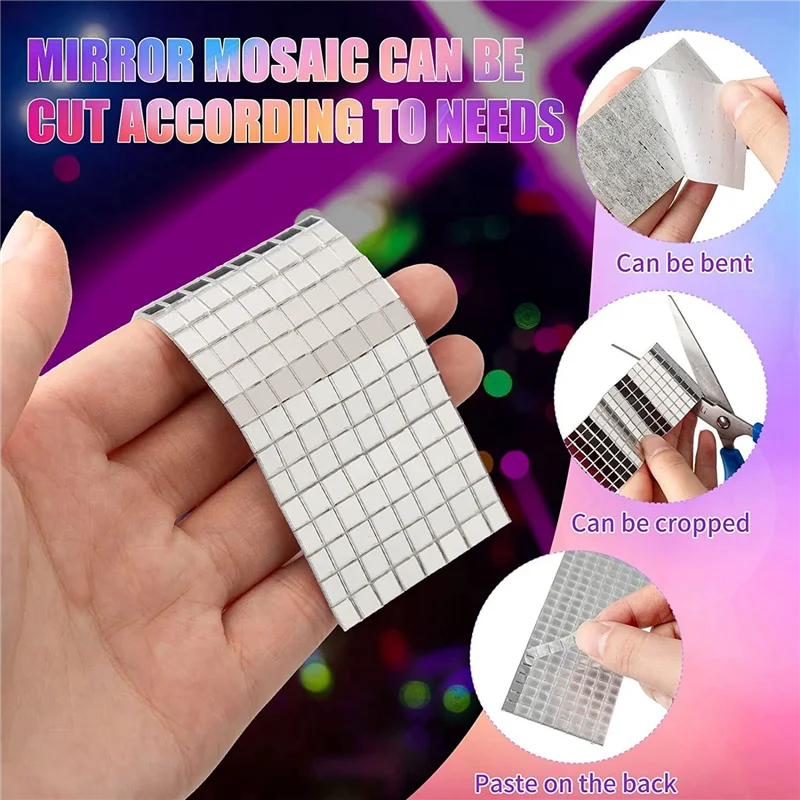 AC23-24000 Pcs Self Adhesive Mosaic Tiles Mosaic Tiles Square Mirror Mosaic Stickers For Craft Decoration