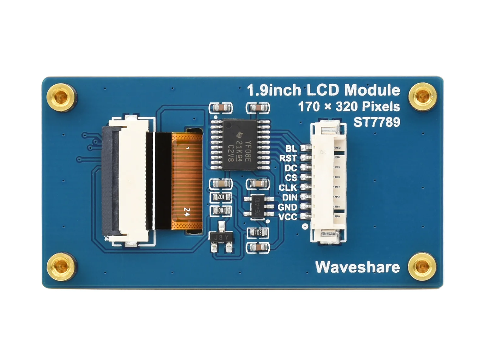 Waveshare1.9inch LCD Display Module, 170×320 Resolution, SPI Interface, IPS, 262K Colors
