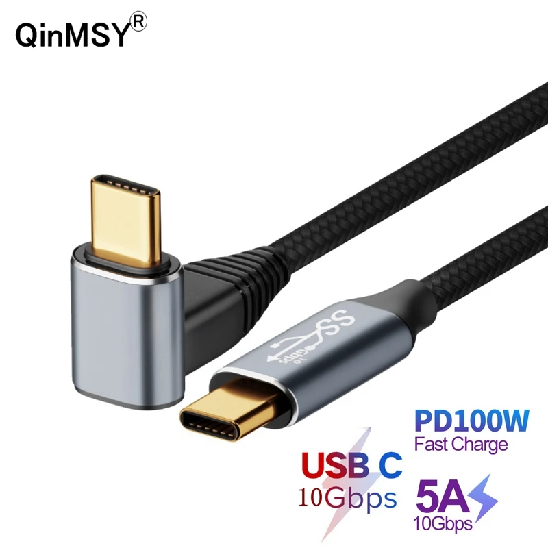 USB 3.2 Gen2 10Gbps Thunderbolt Elbow Cable USB C 4K Vidio Type C 5A 100W Type-C Quick Cord For Macbook Pro USB3.1 Gen2 Cable