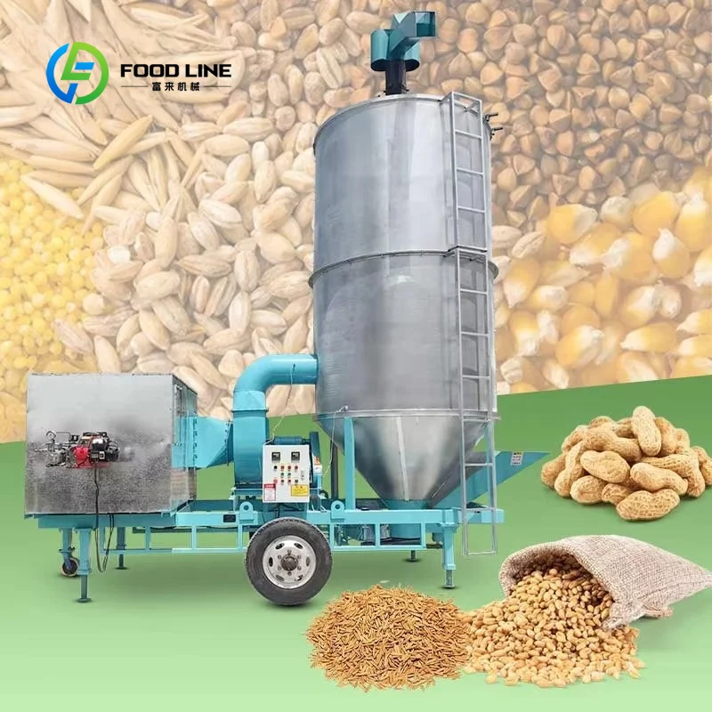 Rice Dryer Machine Small Tower 25Ton Mobile Recirculating Dryer Diesel Burner Biomass Powered for Paddy Maize Grain